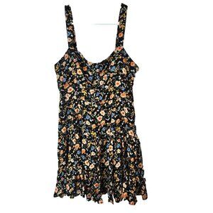 Forever 21 Floral Dress Fit & Flare Mini Size Large Lined Ditsy Floral Summer 1B
